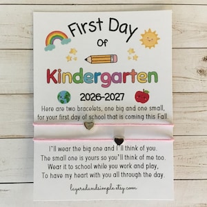 First Day of Kindergarten Matching Wish Bracelet Set School Daycare Preschool