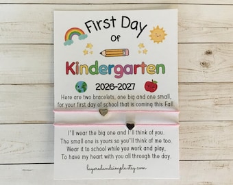 First Day of Kindergarten Matching Wish Bracelet Set School Daycare Preschool