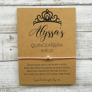 Personalized Quinceanera Wish Bracelet, Custom Favors Bulk