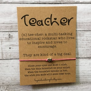 Teacher Gifts, Teacher Appreciation Gift, Teacher Wish Bracelet, Preschool Teacher Gifts, Gift for Teacher, Teacher Week, Teacher Bracelet