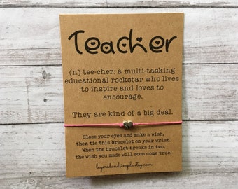 Teacher Gifts, Teacher Appreciation Gift, Teacher Wish Bracelet, Preschool Teacher Gifts, Gift for Teacher, Teacher Week, Teacher Bracelet