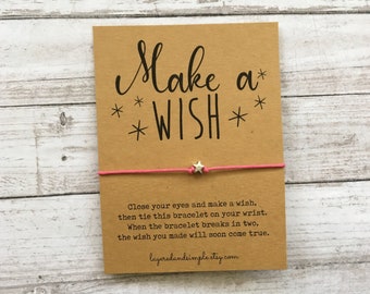 Make a Wish, Make a Wish Bracelet, Make a Wish Party Favors, Make a Wish Birthday Favors, Custom Make a Wish Bracelet, Personalized Gifts