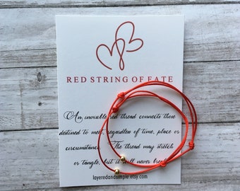 Red String of Fate Bracelet Set, Couples Bracelet, Red String Bracelet Couples Bracelets Red String Bracelet with Gold Red String Protection