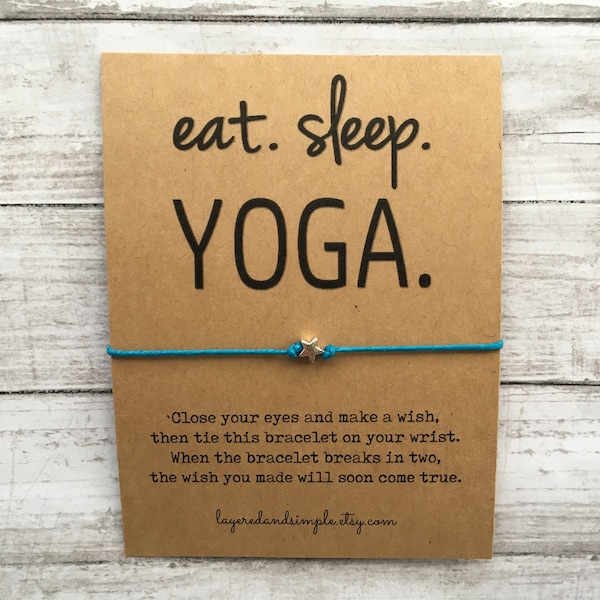 Wish Bracelet, Yoga Wish Bracelet, Yoga Gifts, Yoga Jewelry, Yoga Bracelet, Yoga Party Favors, Eat Sleep Yoga, Namaste, Just Breathe