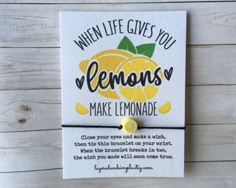 Lemon Wish Bracelet, Wish Bracelet, When Life Gives You Lemons, Lemon Charm, Lemon Slice Bracelet, Friendship Bracelet, Bulk Lemon Bracelets