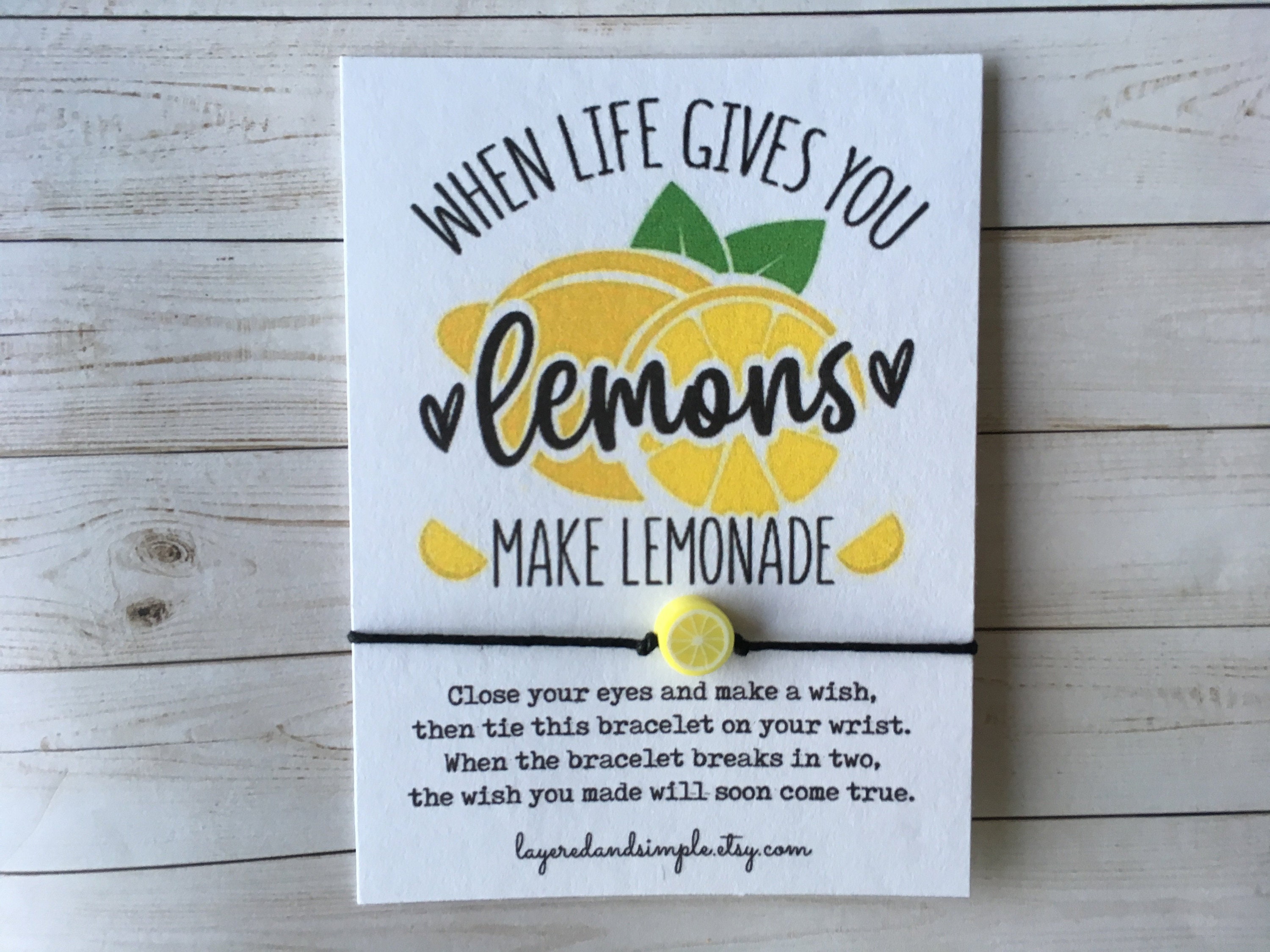 Lemon Wish Bracelet, Wish Bracelet, When Life Gives You Lemons, Lemon Charm, Lemon Slice Bracelet, Friendship Bracelet, Bulk Lemon Bracelets