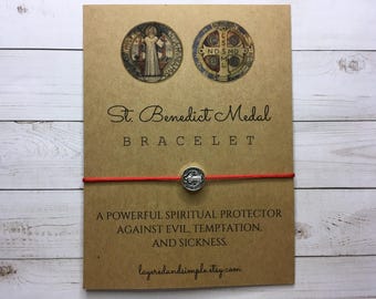 Sankt Benedictus armband, Sankt Benedictus medalj, Sankt Benedictus, religiöst medaljarmband skydd röd sträng religiösa gåvor konfirmationsgåvor i bulk