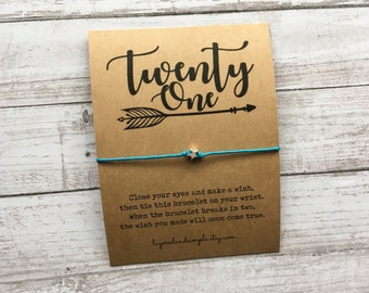 21st Birthday Wish Bracelet, Minimal Party Favor