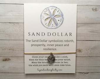 Sand Dollar Gifts, Sand Dollar Wish Bracelet, Sand Dollar Charm Bracelet, Sand Dollar Jewelry, Beachy Bracelet Sand Dollar Gifts Bulk Surfer