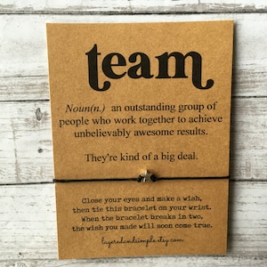 Team Gifts, Team Definition, Team Gift, Gift for Team, Team Wish Bracelet, Coworker Gifts, Team Manager Gifts, Employee Gifts, Team Building