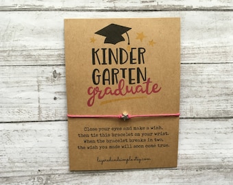Pulsera de los deseos para la graduación de jardín de infancia, tarjeta de recuerdo de fiesta