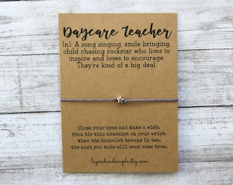 Wish Bracelet, Teacher Gift, Teacher Appreciation Gift, Teacher Wish Bracelet, Daycare Teacher Gift, Babysitter Gift, Teacher Bracelet