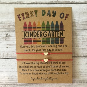 First Day of Kindergarten Mommy and Me Back to School Bracelets First Day of School Bracelet Matching Bracelets Heart Bracelets Anxiety Gift