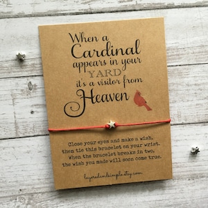 Cardinal Wish Bracelet, Cardinal Gifts, Bereavement Gift, Sympathy Wish Bracelet, Thinking of You Card, Grief Wish Bracelet Cardinal Jewelry