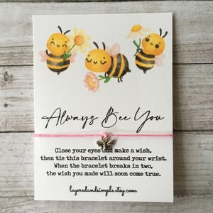 Always Bee You, Bee Wish Bracelet, Wish Bracelet, Bee Bracelet, Bee Jewelry, Team Gifts, Camp Gifts, Teacher Gifts, Bee Keeper Gifts, Custom