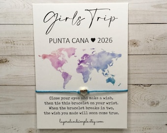 Custom Personalized Girls Trip 2026 Gifts, Girls Trip Wish Bracelet, Girls Weekend Gifts, Girls Trip Gifts Bulk, Custom Girls Trip Gifts