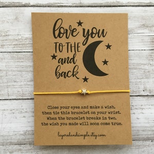 Pulsera de deseos, Te amo hasta la luna y más allá, Pulsera te amo hasta la luna y más allá, Regalo para mamá, Regalo para hija, Recuerdos de fiesta para niña