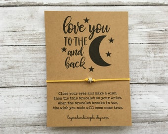 Wish Bracelet, I Love You to the Moon and Back, I love you to the moon and back bracelet, Gift for Mom, Gift for Daughter, Girl Party Favors