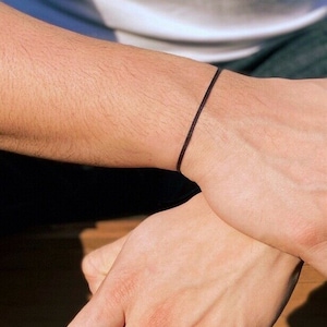 Surfer Beach Bracelet, Black String Bracelet, Waterproof Adjustable Bracelet, Boyfriend Bracelet, Black Cord Bracelet, Minimalist Bracelet