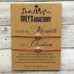Greys Anatomy Gifts, Greys Anatomy Meredith Cristina Bracelet, Best Friends Bracelets, Meredith Grey, Cristina Yang, You Are My Person, BFF