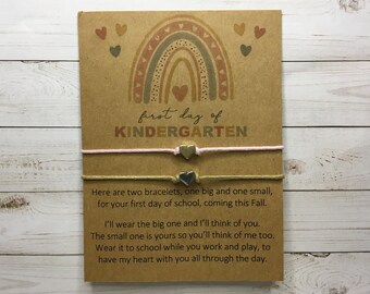 First Day of Kindergarten First Day of School Matching Wish Bracelet Set Mommy and Me Kindergarten Gifts