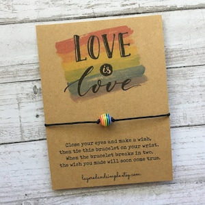 Pride Bracelet, Rainbow Bracelet, Gay Pride Bracelet, LGBT Bracelet, Love is Love, Rainbow Wish Bracelet, Pride Gifts, Rainbow Gifts