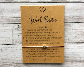Work Bestie Wish Bracelet, Coworker Gift