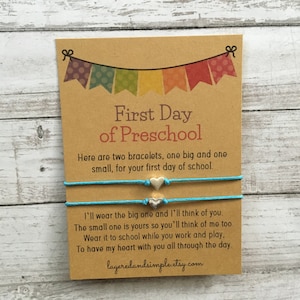 First Day of Preschool, Mommy and Me Back to School Bracelets First Day of School Bracelet Matching Bracelets Heart Bracelets, Preschool