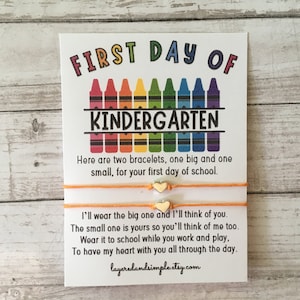 First Day of Kindergarten Mommy and Me Back to School Bracelets First Day of School Bracelet Matching Bracelets Heart Bracelets Anxiety Gift