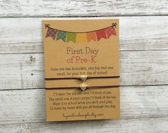 First Day of Pre K Back to School Wish Bracelet Set