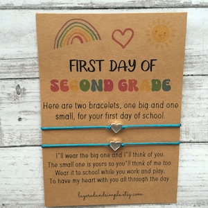 First Day of Second Grade Mommy and Me Back to School Bracelets First Day of School Bracelet Matching Bracelets Heart Bracelets Second Grade