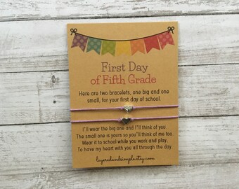First Day of Fifth Grade Back to School Wish Bracelet Set