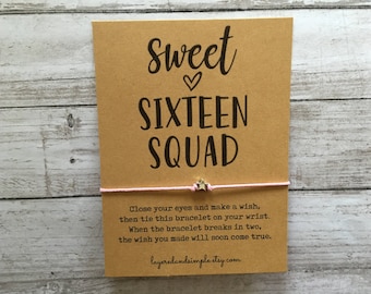 Sweet 16 Wish Bracelet, Party Favor, Handmade Cord