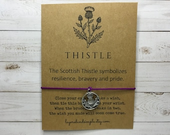 Scottish Thistle Gifts, Scottish Thistle Wish Bracelet Scottish Thistle Charm Bracelet Scottish Thistle Jewelry Scottish Thistle Gifts Bulk