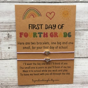 First Day of Fourth Grade Mommy and Me Back to School Bracelets First Day of School Bracelet Matching Bracelets Heart Bracelets Fourth Grade