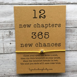 12 neue Kapitel 365 neue Chancen, guten Rutsch ins neue Jahr, Neujahrs Armband, Silvester Party Gefälligkeiten, Neujahres Vorsatz, inspirierende Geschenke