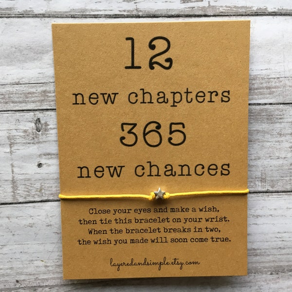 12 New Chapters 365 New Chances, Happy New Year, New Years Bracelet, New Years Eve Party Favors, New Years Resolution, Inspirational Gifts