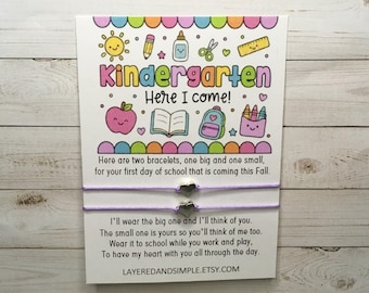 First Day of Kindergarten First Day of School Gifts First Day of Preschool Daycare Kindergarten Girl Matching Bracelets First Day Gifts Bulk