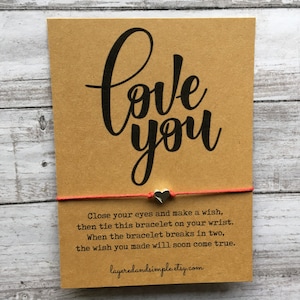 Je t'aime, bracelet Je t'aime, cadeaux je t'aime, cadeau pour petit ami, petite amie, cadeau meilleur ami, enfant, bracelet de l'amitié, bracelet coeur