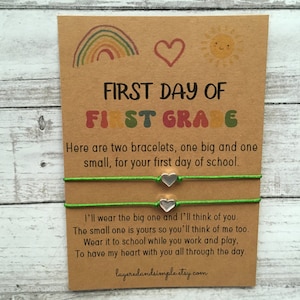 First Day of First Grade, Mommy and Me Back to School Bracelets First Day of School Bracelet Matching Bracelets Heart Bracelets, First Grade