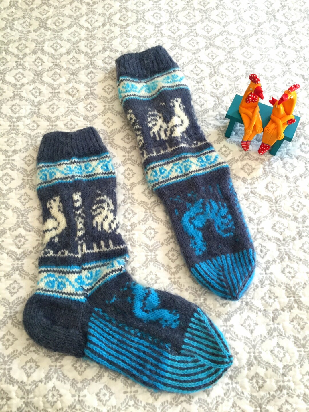 Hand Knit Ukrainian Wool Socks Angora White Blue Gray Etsy