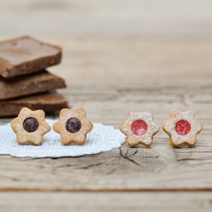 Kolczyki Linzer Cookie: Miniaturowe jedzenie, tytanowe sztyfty