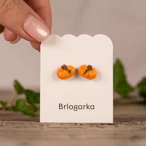 Pumpkin Stud Earrings - Fall-Themed, Halloween Jewelry, Autumn Accessories