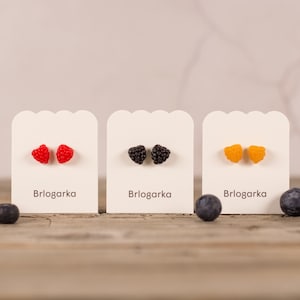 Handcrafted Raspberry, Blackberry, Golden Raspberry Stud Earrings