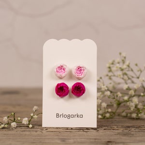 Peony Stud earrings set, Blush and Hot Pink Peony, Clay Flower Earrings, Colorful jewelry, Titanium Earrings, Unique Earrings