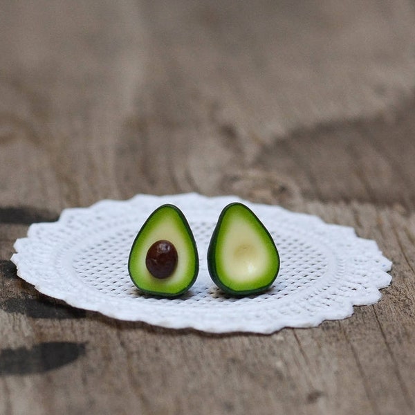 Avocado Stud earring, Titanium Earrings, Fruit Earrings, Avocado Gift, Kawaii Earrings, Unique Earrings