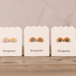 Rainbow Polymer Clay Stud Earrings | Handmade Colorful Jewelry | Hypoallergenic Rainbow Earrings | Cute Small Clay Earrings