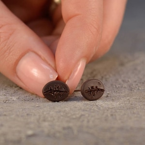 Coffee Stud Earrings, Food Earrings, Coffee Bean Earring, Unique earrings, Coffee Lover Gift, Latte Art, Coffee jewelry, Titanium Earrings