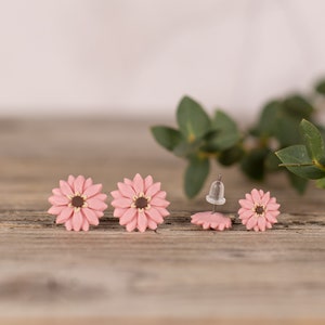 Daisy Stud Earrings Flower Studs, Pink Flower Earring, Gift for Teen Girl, Unique earrings, Floral Earring, Titanium Earring, Cool Earring image 2