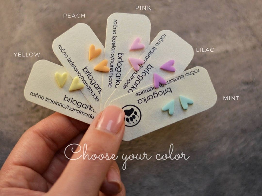 Pastel Heart Earrings Clay Earrings Heart Stud Earrings Etsy